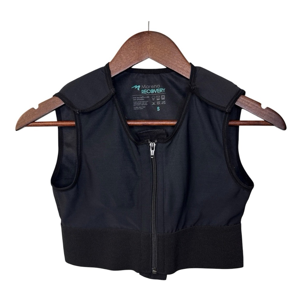 Marena Recovery short vest mens small black padded zipper adjustable straps lipo